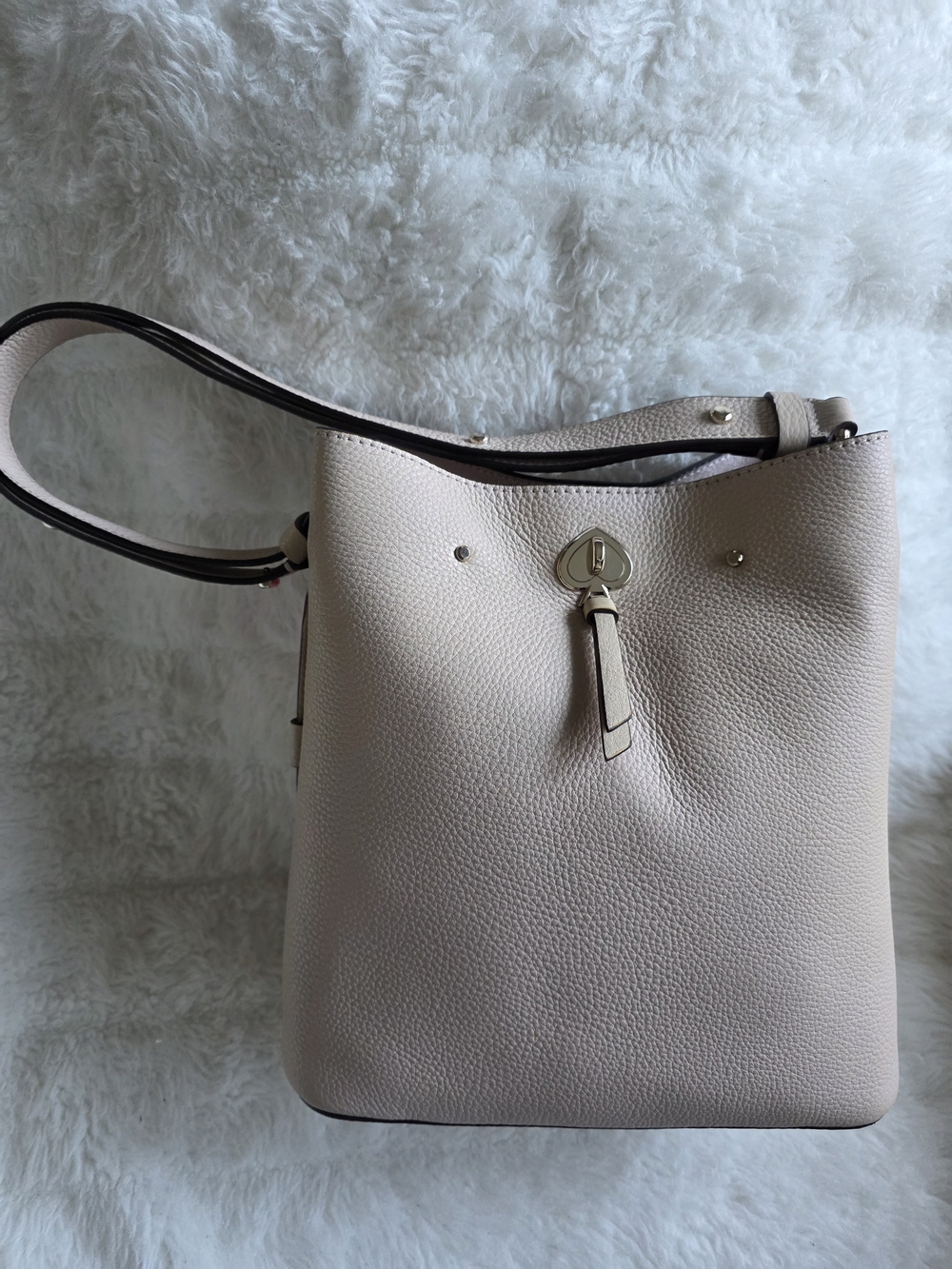 kate spade Cream Pebbled Leather Shoulder Bucket Bag